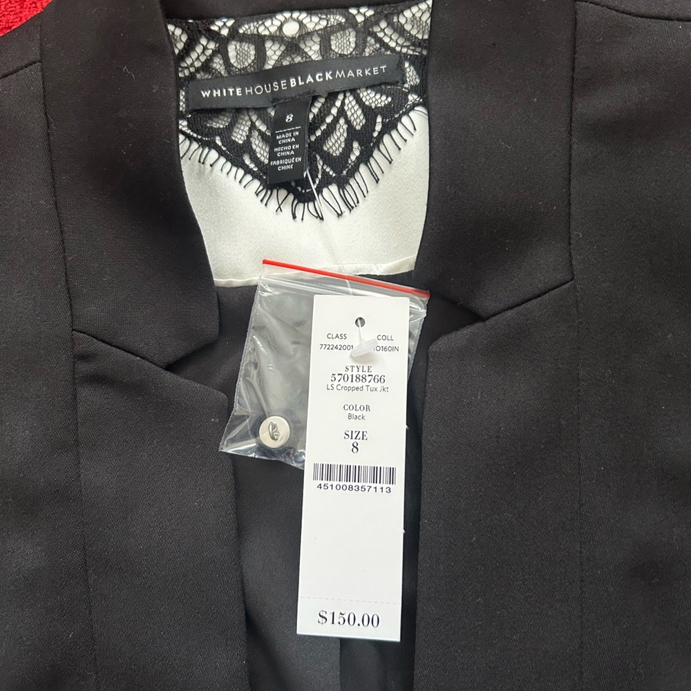 White House Black Market Cropped Black Blazer - Picture 3 of 7